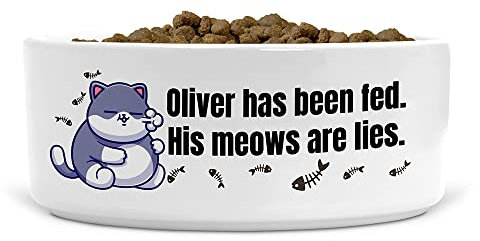 Personalised Cat Has Been Fed Ceramic Pet Bowl - Suitable for Food and Water - Dishwasher Proof - Large Bowl