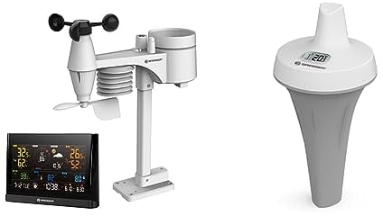 Bresser WLAN Comfort Wetterstation mit 7-in-1 Profi-Sensor und modernem Farbdisplay, Schwarz & Poolthermometer zur Wasser-Temperaturmessung, Schwarz