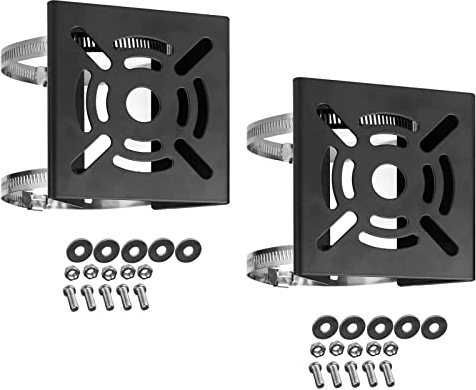 WiTi Universal Vertical Pole Mount for Security Camera, Solid Metal Mounting Corner Bracket with 2 Loops, Suitable for CCTV Cameras LED Wall/Stage Lights, Solar Panels (2pack black small size) (2PACK)
