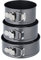 Relaxdays Springform Set, 3 runde Backformen, Ø 14, 16, 18 cm, Edelstahl, Antihaftbeschichtung, Tortenform, anthrazit