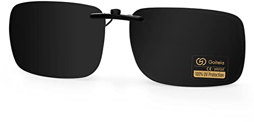 Goiteia Polarisierte, superdunkle Clip-On-Sonnenbrille über Korrekturbrillen für Herren und Damen, kompakte Passform, nicht hochklappbar (CAT4)