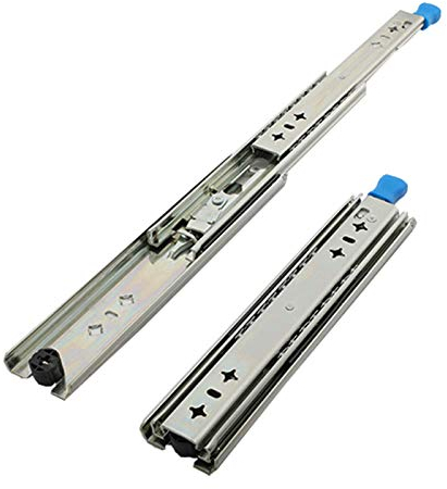Push-to-Open-Schubladenführungen, 3-facher Vollauszug, Kugellager, Gleitschienen mit Schloss, Seitenmontage, 1 Paar (2er-Pack)