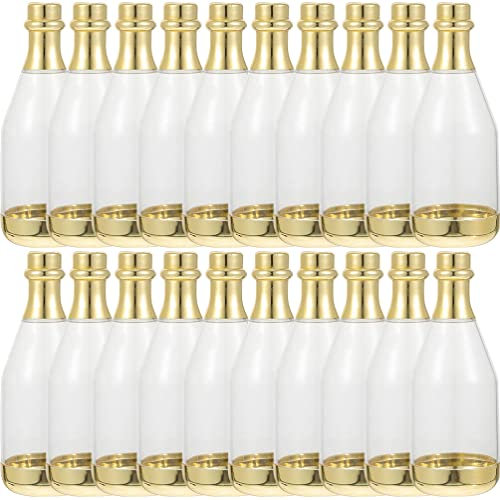 Ciieeo 20PCS Mini Champagne Bottles Candy Bottle Container Plastic Clear Bottles Bulk Favors for Baby Shower Wedding Gift Box Gold
