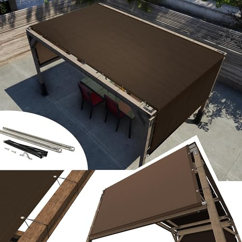 Amgo Pergola-Ersatzabdeckung mit LSF 50+, kommerzielle Qualität, 260 g/m² Sonnenschutz für Terrasse, 95% UV-Blockierung, beschwerte Stangen aus Edelstahl im Lieferumfang enthalten (wir Stellen