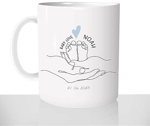 Taza personalizable Baby Love – Taza de regalo, ideas originales, diseño de nacimiento, bebé, nombre personalizado