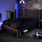 X-Rocker Oracle RGB TV Gaming Bed with Rotating TV Mount and Neo Fibre LED Lighting, Storage and Cable Management, Single 3ft Low Sleeper Bedstead, Faux Leather Upholstery, for Kids, 40 TV - Black