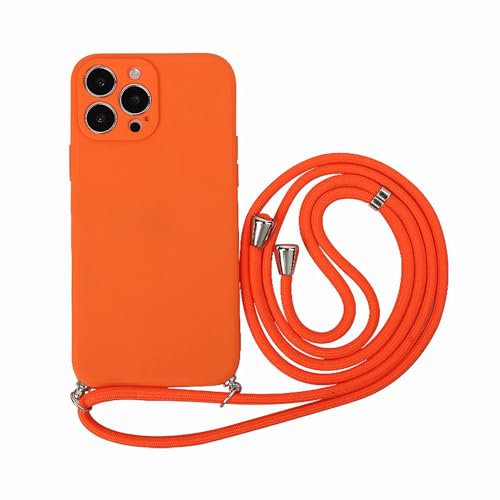 Emlivi Mobile Phone Lanyard Case for iPhone 15, Necklace Case with Adjustable Lanyard, TPU Bumper Cover for Hanging, with Strap, Neck Strap, Lanyard (Removable), Protective Case for iPhone 15, Orange