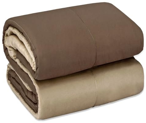 emmevi Trapunta Piumone Invernale Double Face 250 gr Ufficiali Coperta Calda Letto Singolo Marrone