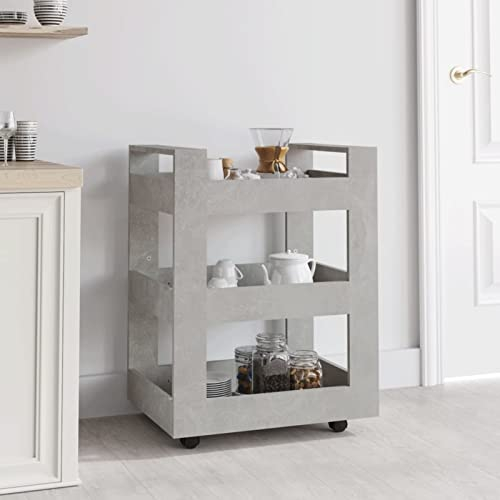 BaraSh Küchenwagen Betongrau 60x45x80 cm Holzwerkstoff KüChenregal Mit Rollen KüChenwagen Schmal