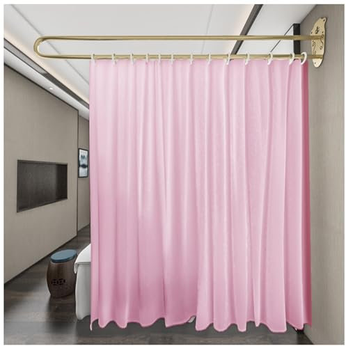 Raumteiler Sichtschutz Trennwand Stellwand Spa-Shop Trennvorhang Mit U-förmiger Stange, Schönheitssalon Sichtschutz Der Kabine, Raumtrenner Für Einzimmerwohnung, An Der Wand Montiert ( Color : Pole+pi