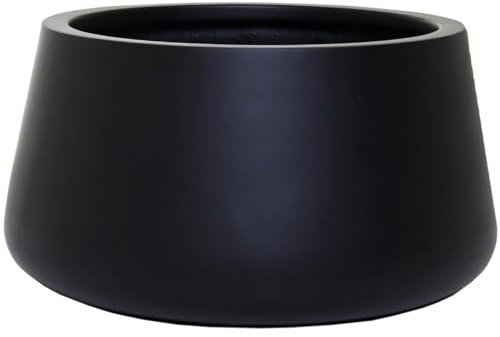 VIVANNO Pflanzentopf Pflanzkübel Fiberglas Gordo 21x32 cm Frostsicher - Blumentopf Bauchig Rund Schwarz Matt Groß Außen, Innen