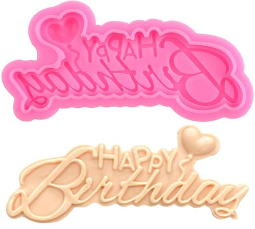 XMOLDNMS Stampo in silicone con scritta Happy Birthday, con lettere dell'alfabeto, per cioccolatini, palloncini, fondente, decorazioni per torte, cupcake, caramelle, cioccolato, pasta di gomma,