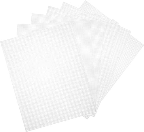 Plastic Canvas Sheets, Kunststoff Mesh Canvas Sheet, 30 * 20CM Kreuzstich Kunststoffgitter, zum Sticken, Kunststoffgewebe Leinwandblätter, Basteln, Stricken und Häkeln, Transparent,6 Stück