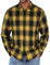 COOFANDY Herren Langarm Kariertes Hemd Casual Trachtenhemd Basic Arbeitshemd für Männer Regular Fit Shirt mit Taschen Gelb-Schwarz S