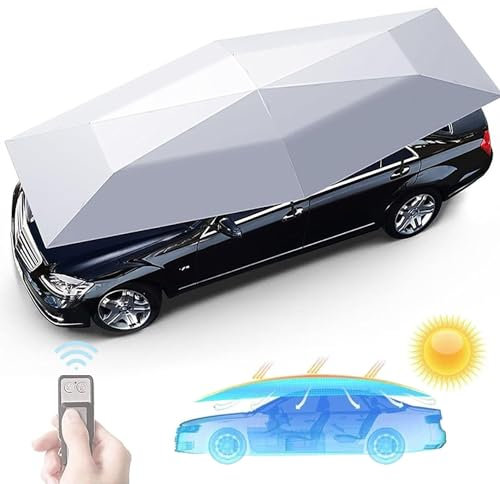 moupeaktain Universelles Autozelt, Zusammenklappbarer Beweglicher Carport, Auto-überdachungsschirm, Fernbedienung, Vollautomatisch, Tragbare Fahrzeugmarkise, 230×480cm Schattenabdeckung,Silver