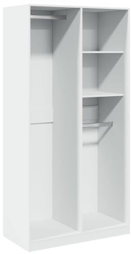 vidaXL Wardrobe Organizer - Compact White Hall Closet Armoire with 4 Compartments, Engineered Wood, 100x50x200 cm, Modern Design for Bedroom or Hallway