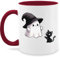 Tasse Tassen 325ml - Süßes Geister Motiv mit Katze | Halloween Katzenmotiv - 325 ml - Bordeauxrot - halloween-tasse haloween outfits mug grusel hellowee kaffeebecher gruselig henkel helloween