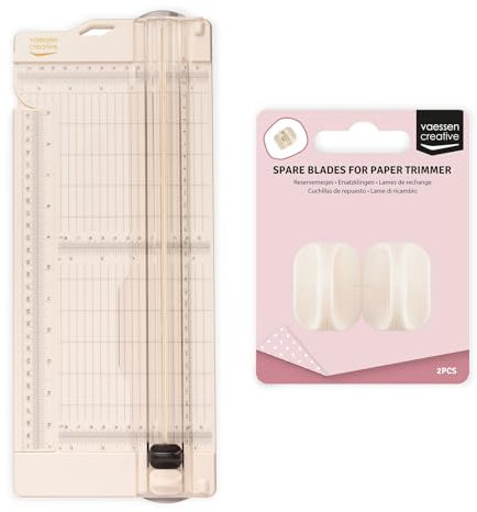 Vaessen Creative Cordonatrice da 11,4 x 30,5 cm-Taglierina 2-in-1 Rosa per Fai da Te, Scrapbooking, Biglietti e Progetti di Carta-Include 2 Lame di Ricambio – Design Sicuro, Bianco, Verschiedene