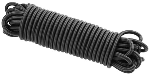 QWORK® Cuerda Elástica 5mm x 10m - Alta Resistencia para Lona, Remolque y Piscina - Negro