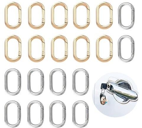 20 Chiusura Ad Anello a Molla, Moschettoni Ovali, Chiusure Per Gioielli, Chiusura Per Collane Connettori Per Catena Per Trovare Gioielli, Collane E Braccialetti (21mm, Oro, Argento)
