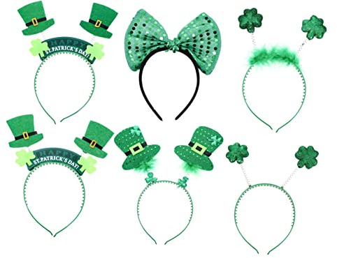 VICASKY 6pezzi Copricapo Trifoglio Di San Patrizio Accessorio Per Capelli Verde Chiodi Di Garofano Leggero e Resistente Per Feste e Celebrazioni