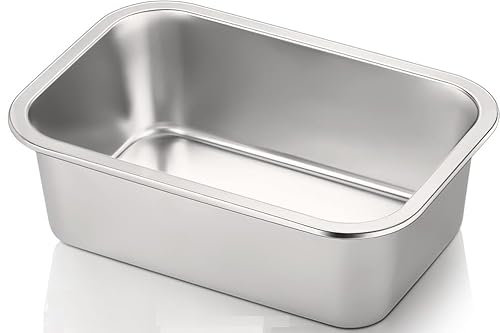 Gamelle d'eau rectangulaire pour chien en acier inoxydable de grande capacité pour l'intérieur et l'extérieur (L)