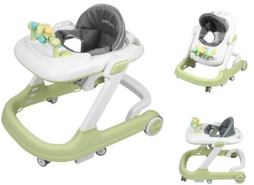 OHMG Babywalker Lauflernwagen, 5-in-1, Wippfunktion, Babywalker mit Rollen, Licht, Musik, Spielplatz, Esstisch, Lauflerner, faltbar