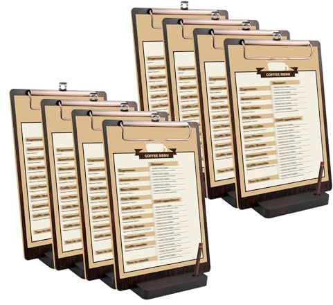 URbantin 8 Piezas A5 Portapapeles de Madera,Madera Portapapeles con Base,Portapapeles, Clipboards