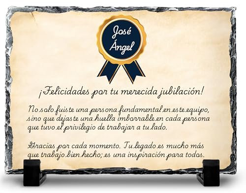 Quodelo - Placa Jubilacion Personalizada - Regalos Originales para Jubilados - Regalo Jubilación Hombre - Regalo Jubilacion Mujer - Placa Conmemorativa Jubilación - Placas Recuerdo Jubilado Únicas