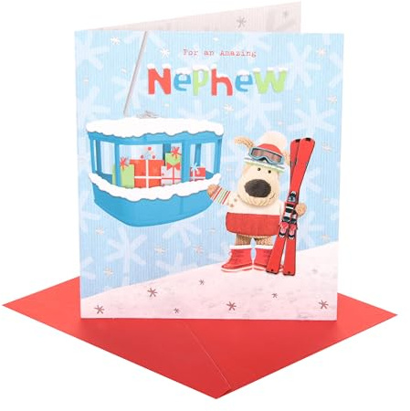 Boofle | Christmas Card for Nephew | Cute Design | With Envelope | Xmas Presents | Greeting Card | Him/Boys/Men | 18.4 x 15.9cm