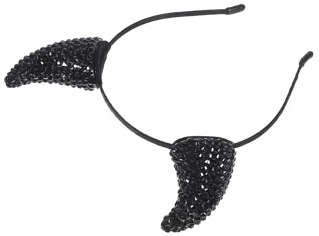 VICASKY Bandeau de Diable Pailleté Noir pour Halloween Tête Démon avec de Accessoire Costume Confortable et Facile à Porter pour Fête Costumée et Cosplay