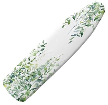 Bügelbrettbezug 120X40 Grüne Blätter mit Schnurbindung & Stretch System - Hitzebeständig, Reflektierend, Waschbar Strapazierfähig und Leicht Anzubringen Bügelbrett Bezug