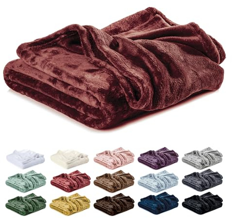 Lavea® Kuscheldecke 180x220 cm aus Mikrofaser – Flauschige Fleecedecke für Sofa und Bett, weiche Decke, atmungsaktiv und pflegeleicht, ideal als Sofadecke, Tagesdecke oder Wolldecke - Bordeaux