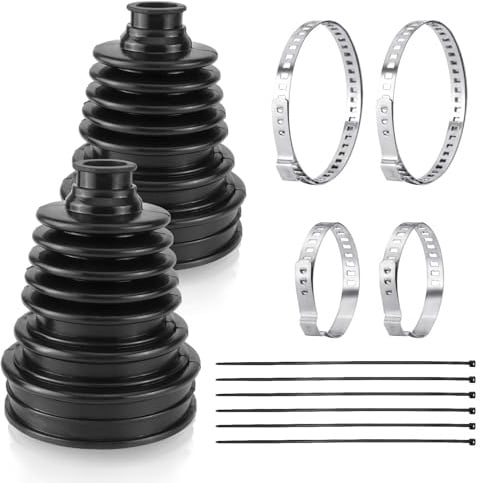 Universal Silikon Achsmanschette Reparatursatz (2 Stück), Zuschneidbare Antriebswellen Manschette für 19–24 mm Wellen, Staubdichtes Faltenbalg Set mit Edelstahl-Schellen & Kabelbindern Schwarz