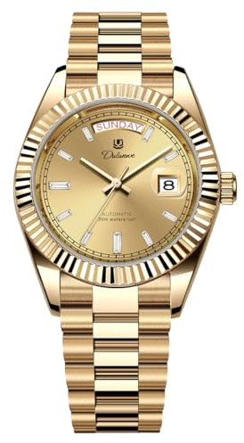 Armbanduhren für Herren Woche Datum Mechanische Automatik Herrenuhr | 41MM Klassische Römische Uhr Luxuriöses Gold Diamantbesetzt Analoge Uhr
