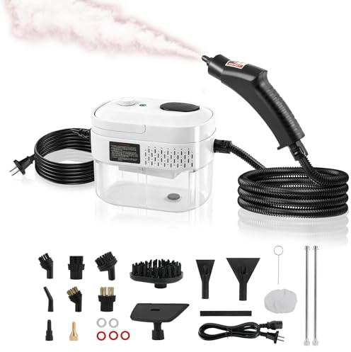 Dampfreiniger, 2500W Dampfreiniger Handgerät, 1400ml Tragbarer Hochdruck Dampfreiniger mit 4 Bürstenköpfen, 3 Einstellbare Geschwindigkeiten für Boden, Küche, Fenstern,Badezimmern, Autos