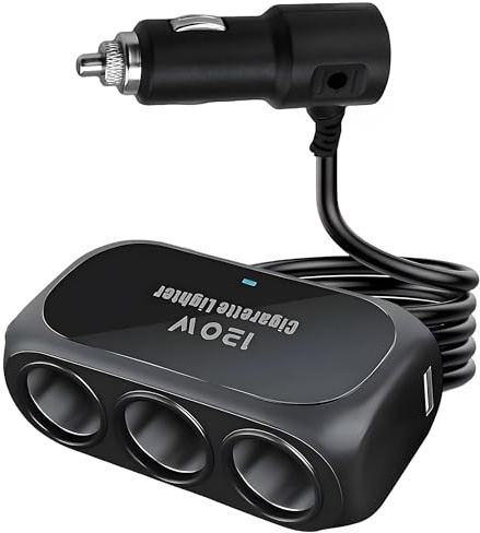 MAYWILLA 120W 3 Socket Car Cigarette Lighter Adapter,3 Socket Splitter with 2 USB Ports,12V/24V Universal Multi-Port Car Charger with 6-Layer Safety & LED Indicator for Dash Cam GPS Phone Truck SUV