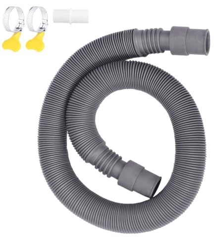 Tubo Carico Lavatrice, Kit Tubo Ingresso Acqua 3M Non Estensibile, Scarico Lavatrice, 2 Raccordo 20mm con 2 Fascette, per Installazione Cucina Lavanderia