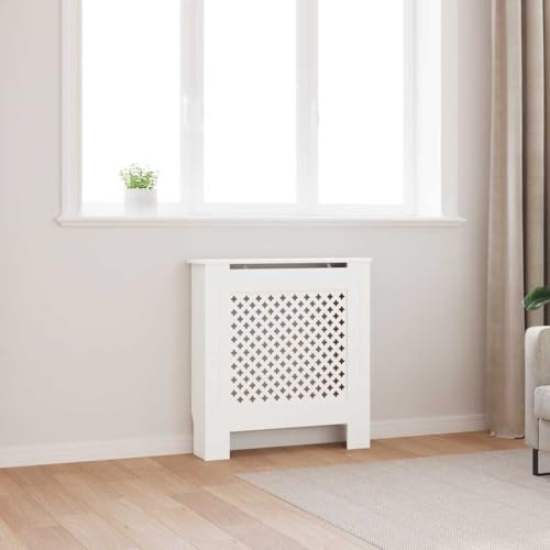 Ordellia MDF Heizkörperverkleidung Weiß 78 cm mit Lattenrost Design Regal für Bücher Deko, robuste MDF Radiator Abdeckung für Wohnzimmer und Bad