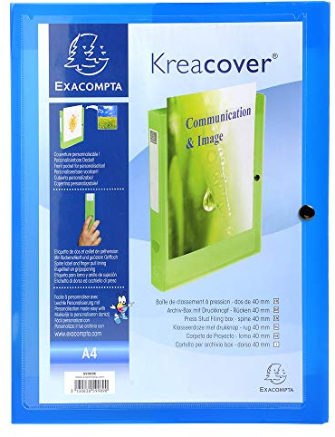 Exacompta - Ref. 59989E - 1 filing box with Kreacover snap closure - customizable on 1 side - in translucent polypropylene - back 4 cm - size 25 x 33 cm - for A4 - random color