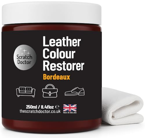 Leather Colour Restorer Recolouring Balm Repair Treatment for Faded & Worn Absorbent Leather Furniture, Sofas, Chairs (Bordeaux, 250ml)