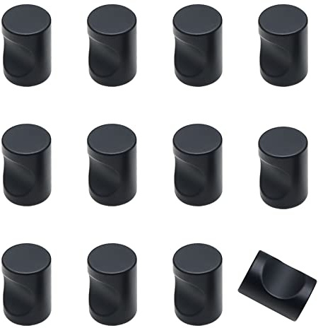 Svaitend 12 Pcs Aluminum Cylinder Drawer Pulls Wardrobe Knobs Modern Cylindrical Handle Minimalist Cabinet Handle Used for Cabinet Dresser (Black)