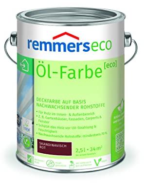 Remmers Dauerschutz-Farbe 3in1 [eco] skandinavisch rot, 2,5 Liter,für innen und außen, 3in1: Isoliergrund, Zwischen- und Schlussbeschichtung