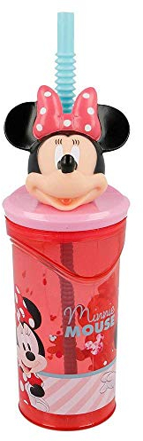 Stor Minnie – Bicchiere con cannuccia, rosa, 360 ml, 19 x 7 cm