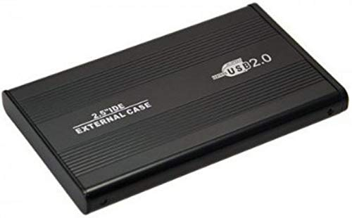 Carcasa para disco duro externo USB 2.0 IDE de metal de 2,5 (6,35 cm), color negro