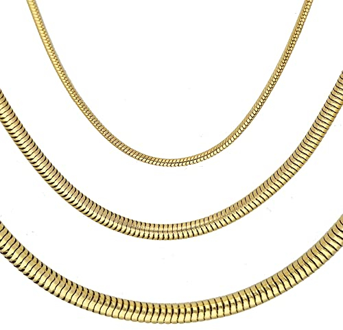 Max Palmer Schlangenkette Edelstahl Gold - [70.] Dicke: 1,2mm - Länge: 80cm