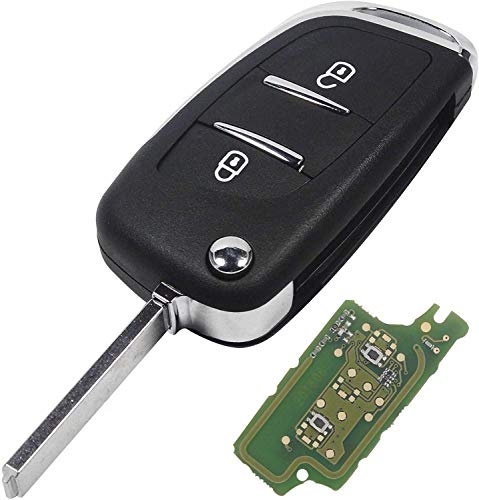 ProPlip Clé complète électronique 2 Boutons Compatible avec Picasso C2 C3 C4 C5 C6 DS3 DS4 DS5 Elysée 206 207 307 308 408 308 433MHz ce0536