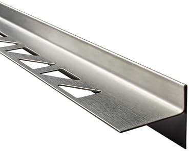 Dusch-/Keil-Profil Gefälleprofil Dusche gebürstet 8mm Rechts 200cm | Für bodengleiche Duschen mit sauberem Gefälleabschluss, 8mm Profilhöhe, Rechts, 200cm, Edelstahl, gebürstet