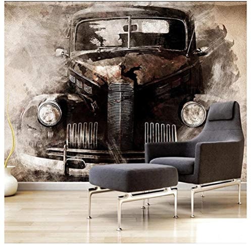 Fototapeten - Retro-Oldtimer - 350X250cm (137X98 inch) - Fototapete Vlies Tapeten Wandtapete Moderne Design Wand Dekoration Wohnzimmer Schlafzimmer Büro Flur