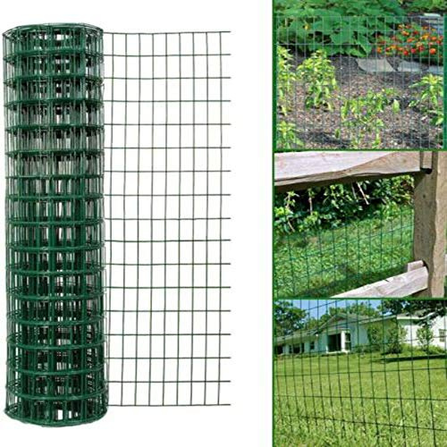 PVC Coated Wire Mesh Fencing 90cm Height Hot Dipped Galvanized Wire Fencing Green for garden fences, sports events, barricades, dog and pet areas—90CM High 25M Long 100mm x 75mm Hole Size